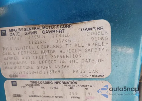 1987 Chevrolet Corvette z USA, uszkodzony, nr VIN 1G1YY3184H5113765